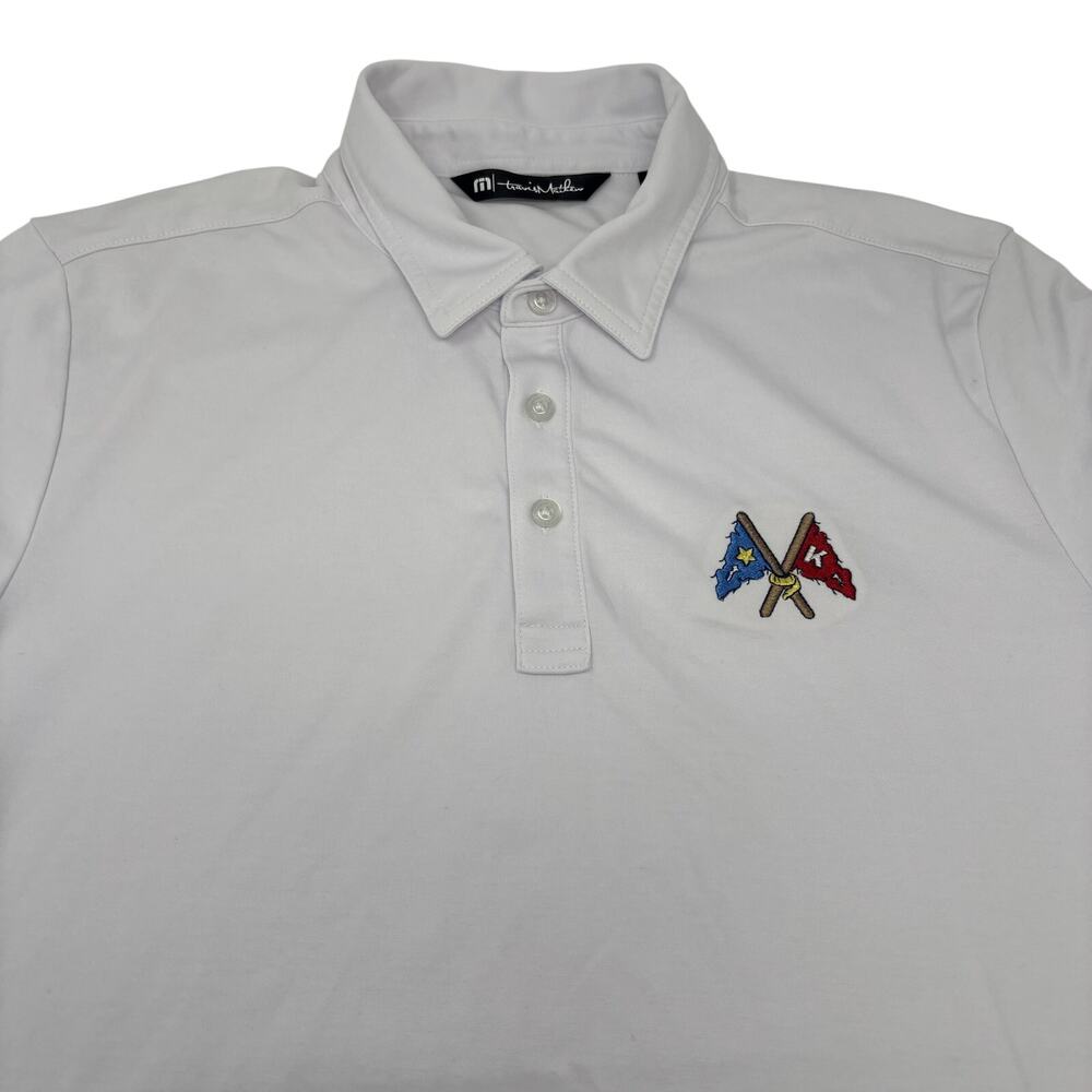 Travis Mathew Mens Medium Solid White Short Sleeve Golf Polo Shirt